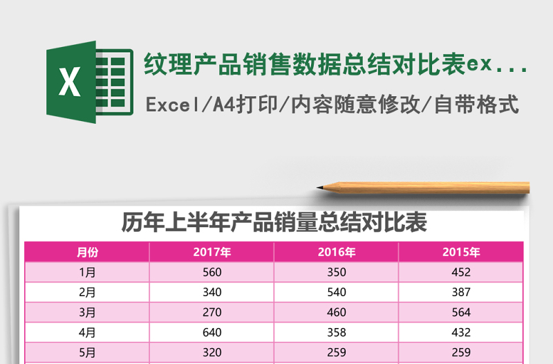 纹理产品销售数据总结对比表excel模板表格