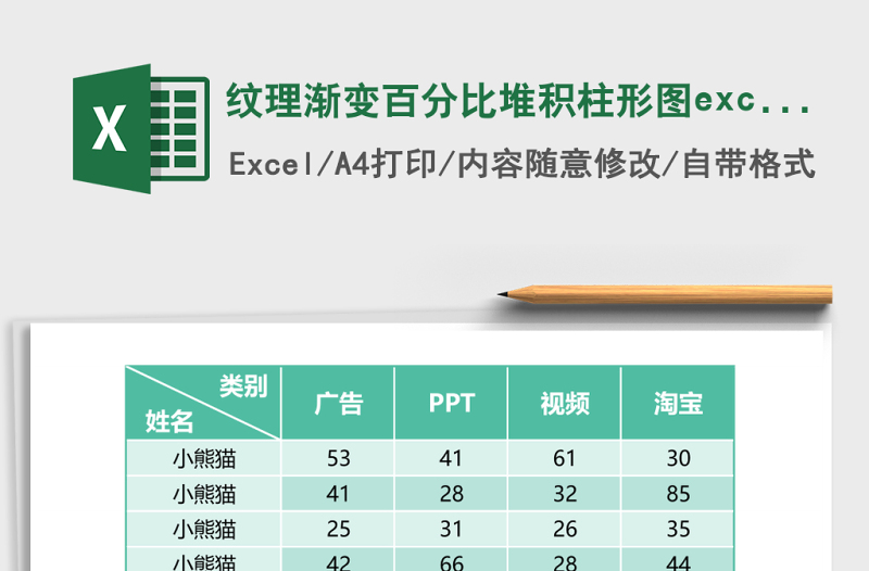 2025纹理渐变百分比堆积柱形图excel模板