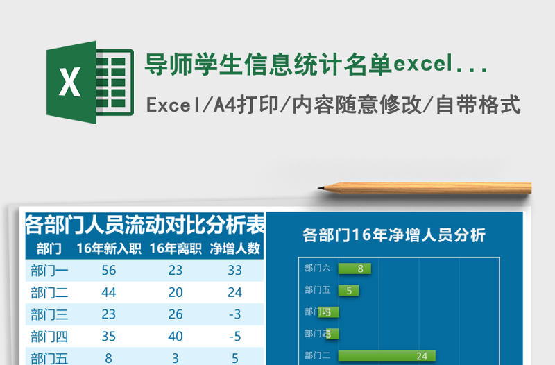 导师学生信息统计名单excel表格模板