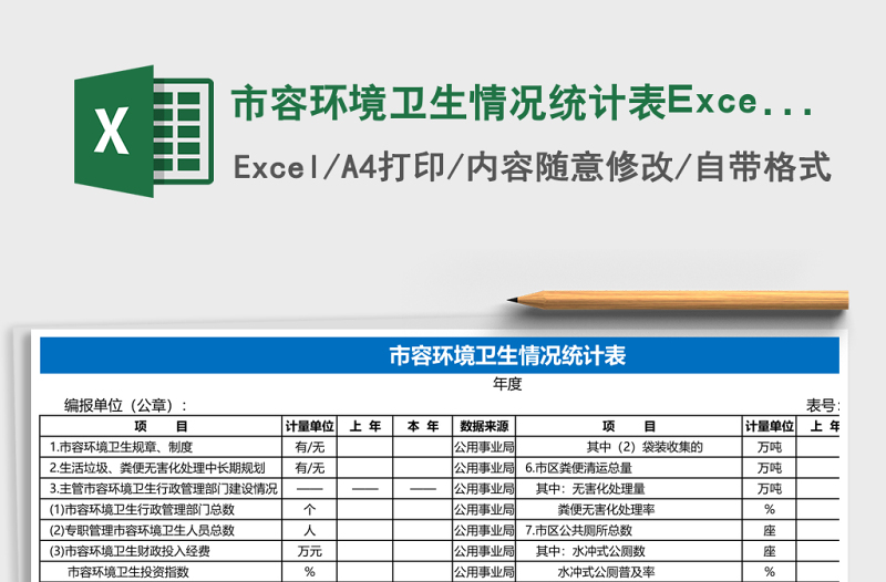 2025市容环境卫生情况统计表Excel