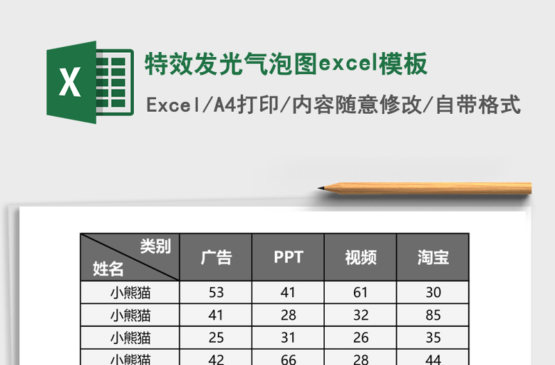 2025特效发光气泡图excel模板