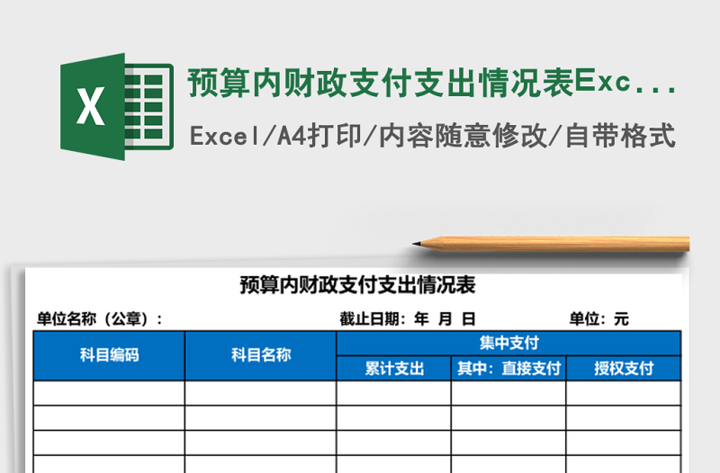 2025预算内财政支付支出情况表Excel模板