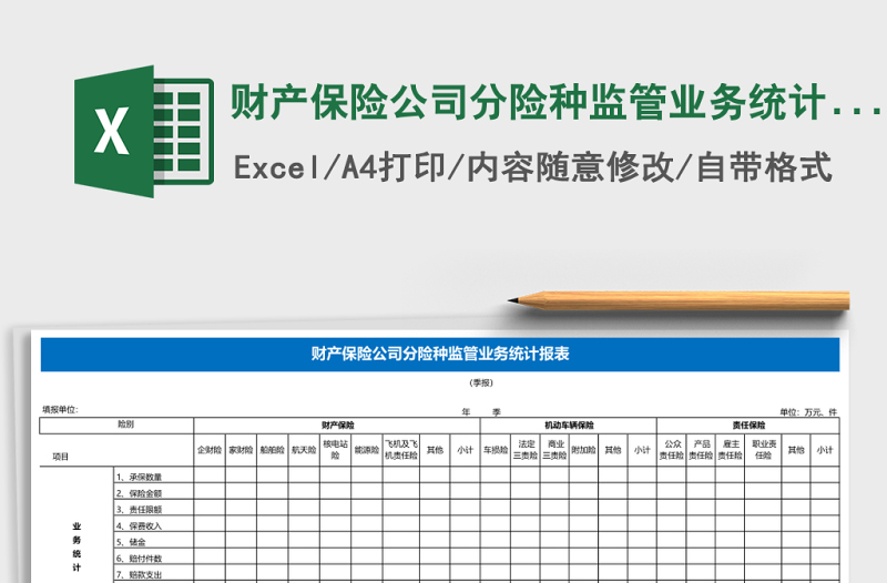 2025财产保险公司分险种监管业务统计报表Excel表格