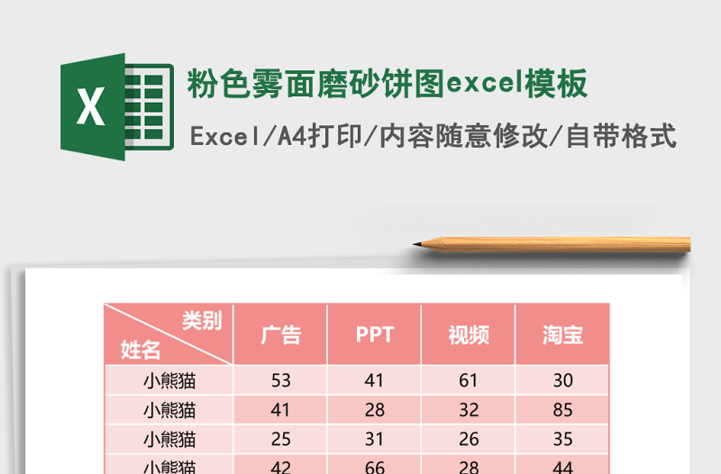 2025粉色雾面磨砂饼图excel模板