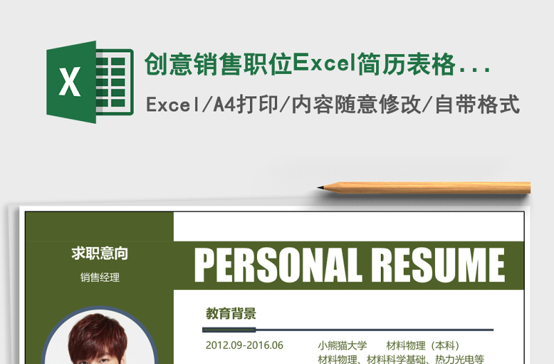 创意销售职位Excel简历表格模版