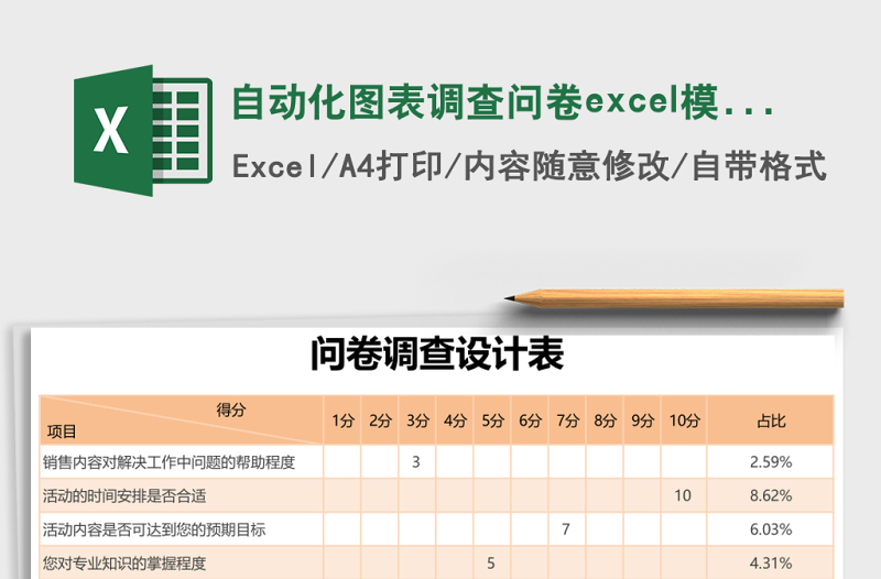 自动化图表调查问卷excel模板