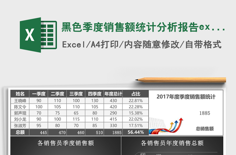 黑色季度销售额统计分析报告excel模板