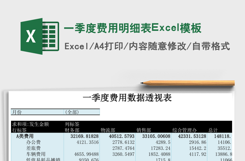 2025一季度费用明细表Excel模板