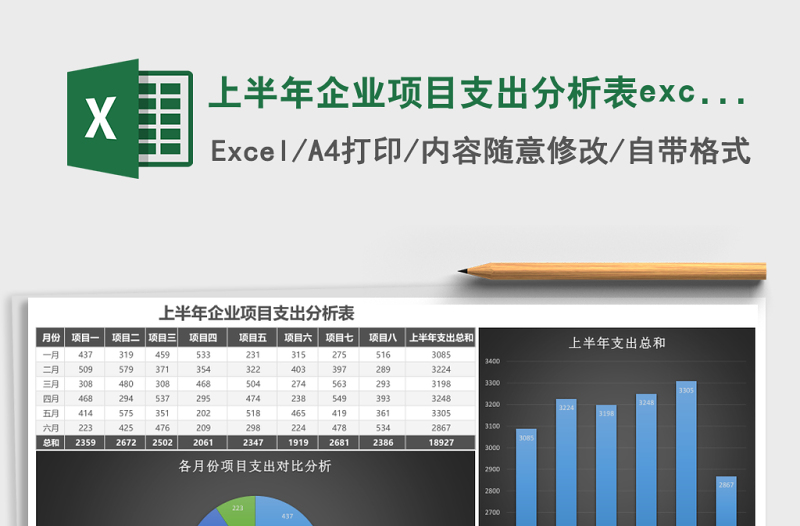上半年企业项目支出分析表excel模板