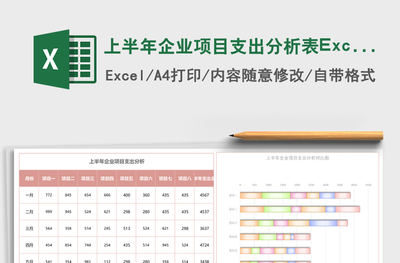 2025上半年企业项目支出分析表Excel模板