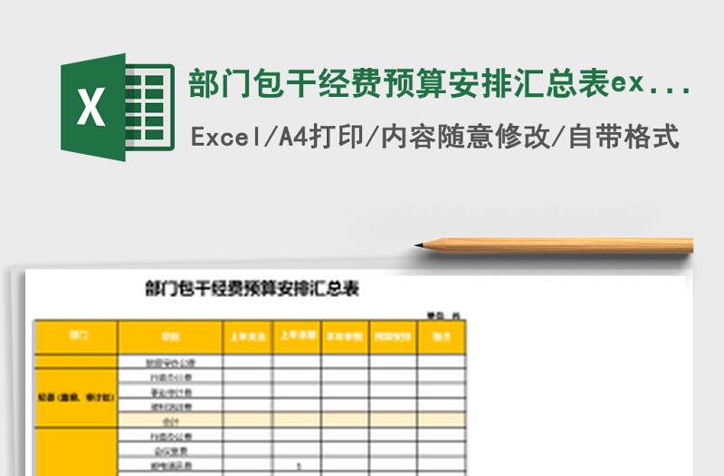 2025部门包干经费预算安排汇总表excel表格模板
