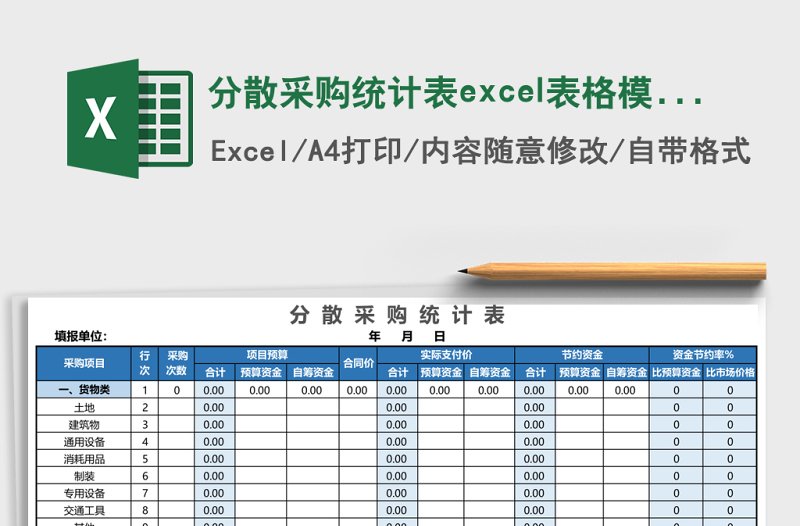 2025分散采购统计表excel表格模板