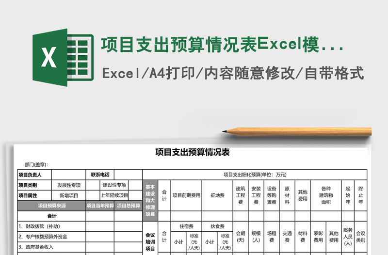 项目支出预算情况表Excel模板
