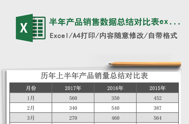 半年产品销售数据总结对比表excel模板