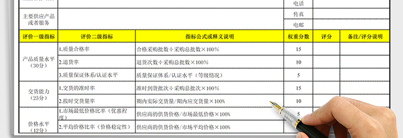 2025年供应商绩效考核表免费下载