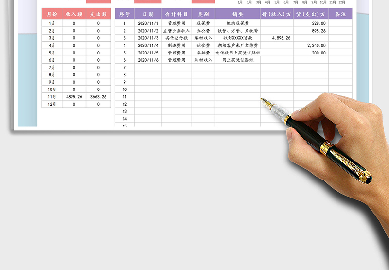 2025年年度收支记账表