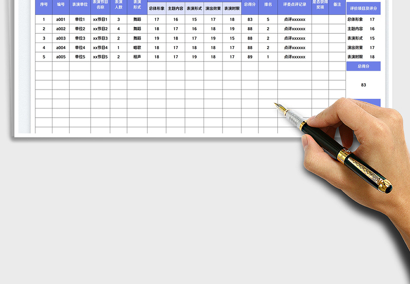 2025节目表演评分表
