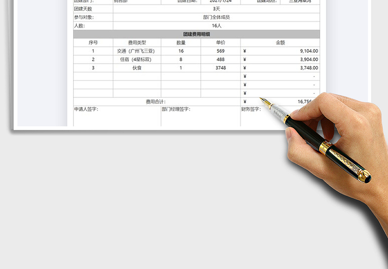 2025年团建费用明细表