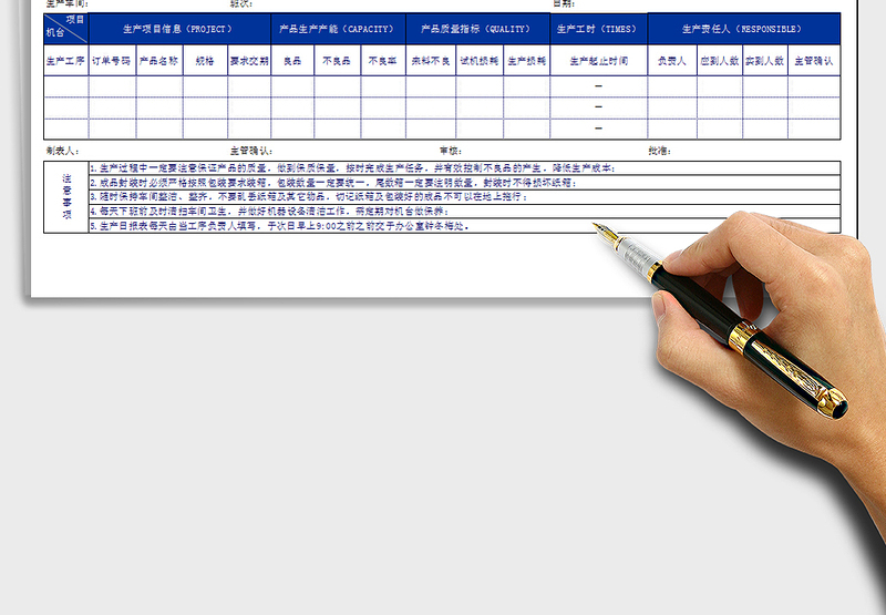 2025年生产日报表免费下载