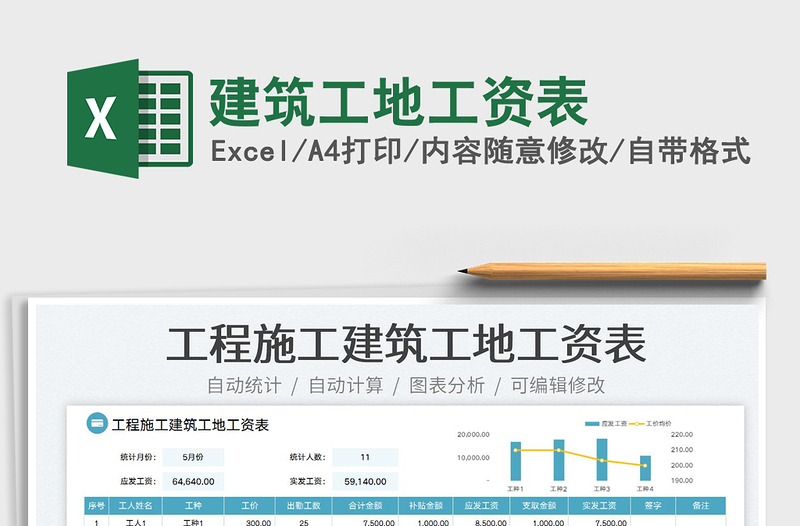 2025建筑工地工资表免费下载