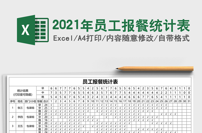 2025年员工报餐统计表