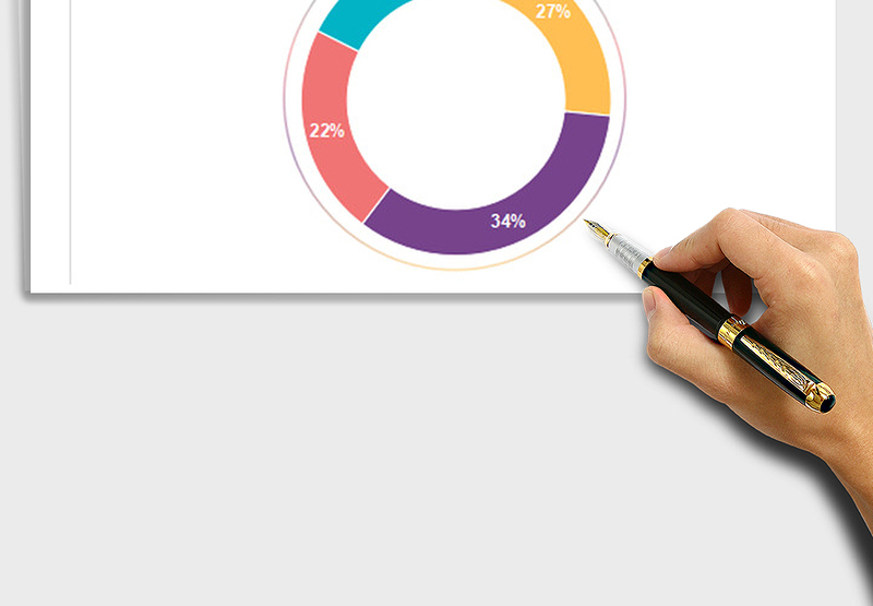 2025年时尚配色光环圆环图表模板占比分析
