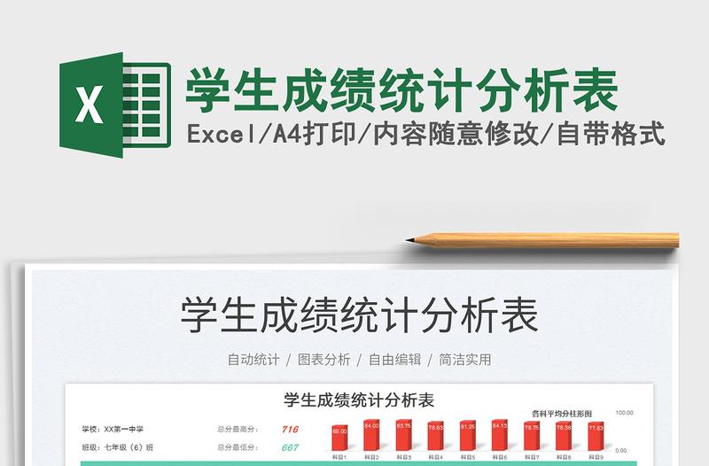 2025学生成绩统计分析表免费下载