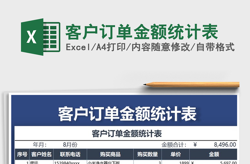 2025年客户订单金额统计表