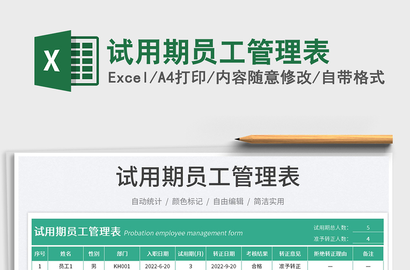 2025试用期员工管理表免费下载