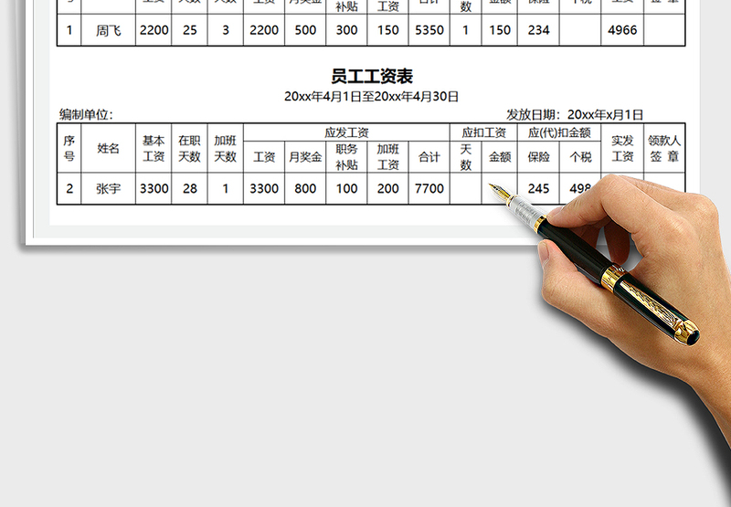 2025年员工工资条