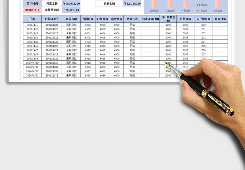 2025年应收应付账合同开票表