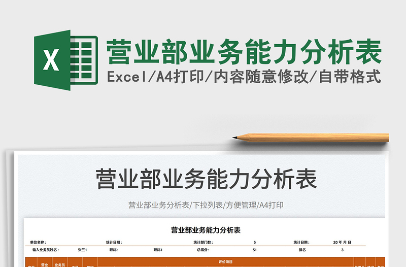 2025营业部业务能力分析表免费下载