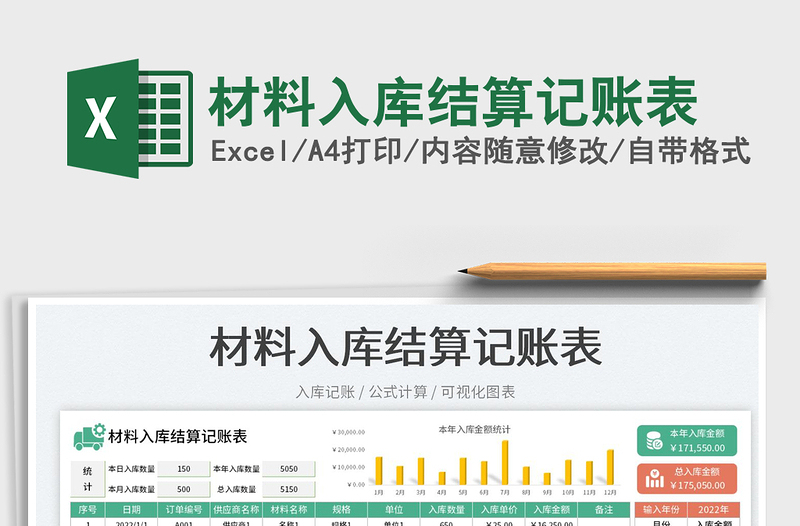 2025材料入库结算记账表免费下载