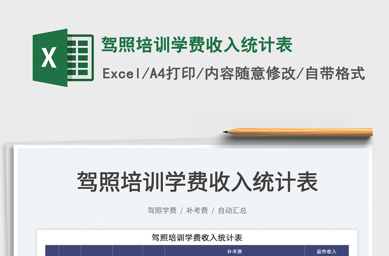 2025驾照培训学费收入统计表免费下载