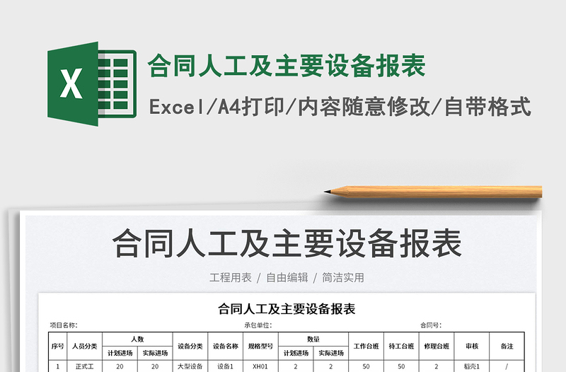 2025合同人工及主要设备报表