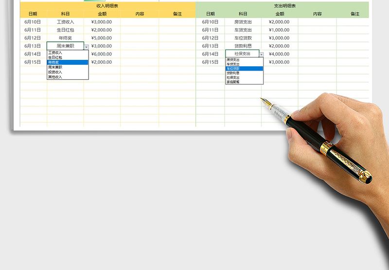 2025年收支日记账（统计图表）