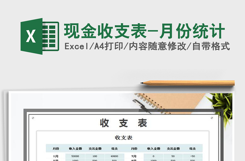 2025年现金收支表-月份统计