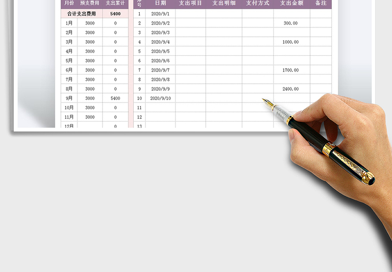 2025年学生费用开销登记表