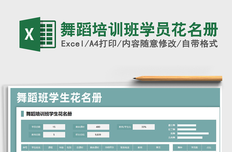 2025舞蹈培训班学员花名册免费下载