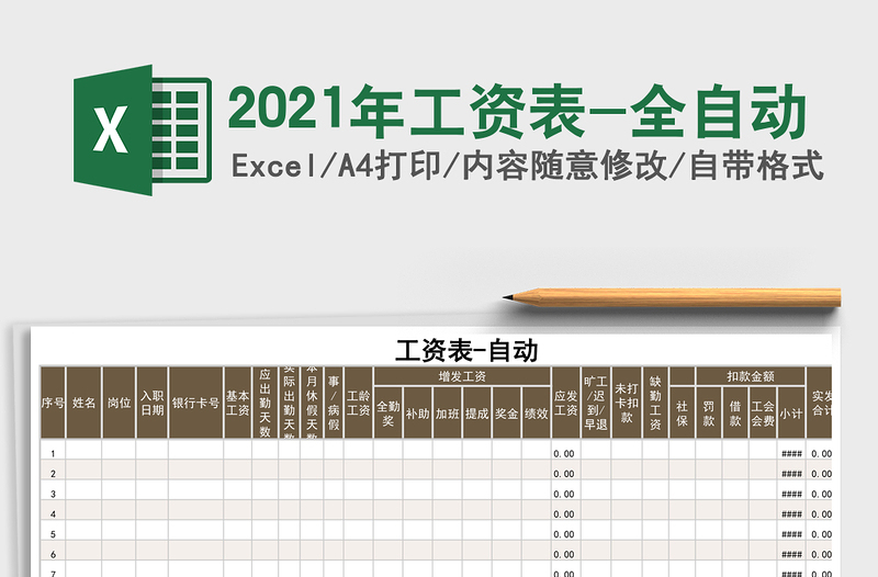 2025年工资表-全自动