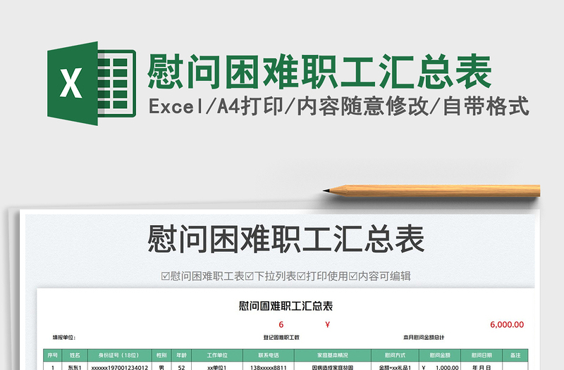 2025慰问困难职工汇总表