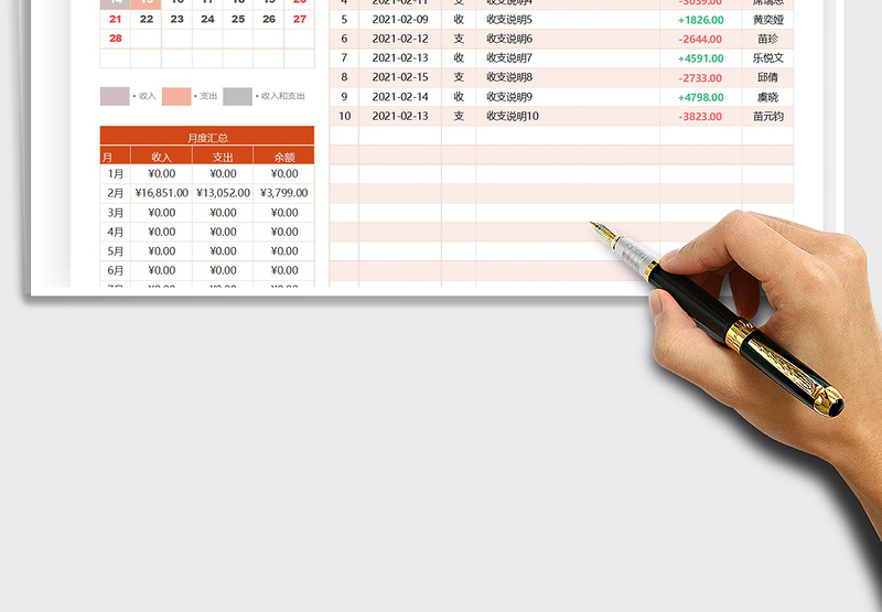2025年收支明细表-自动汇总