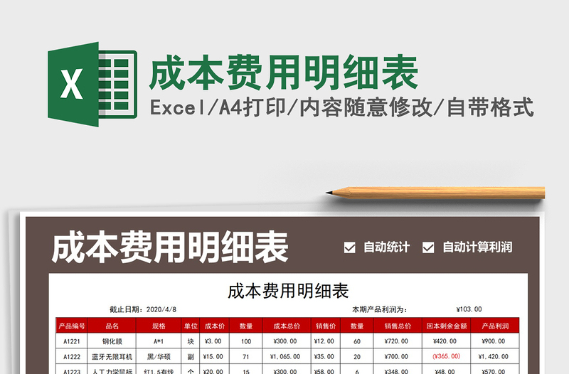 2025年成本费用明细表