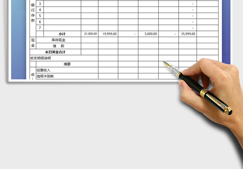 出纳资金日报表