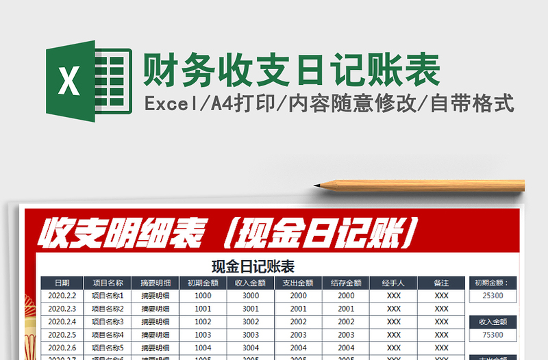 2025年财务收支日记账表