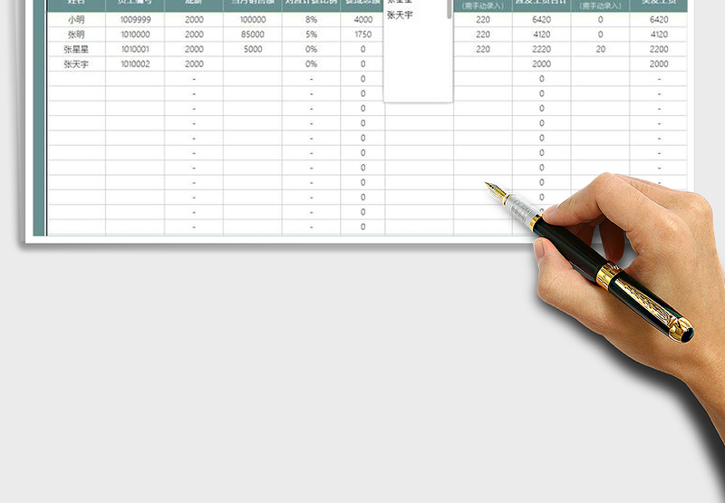 2025年销售工资提成表-自动计算