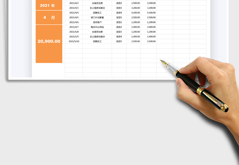 2025简易费用支出登记表免费下载
