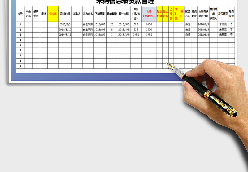 2025年采购信息表货款管理