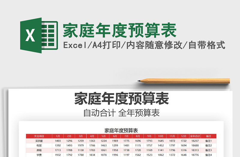 2025年家庭年度预算表