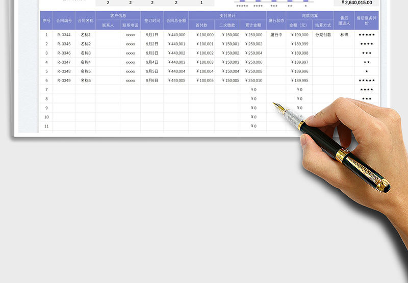 2025销售合同结算统计表免费下载